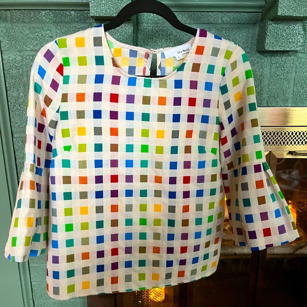 Anthropologie Multicolor Checkered Blouse